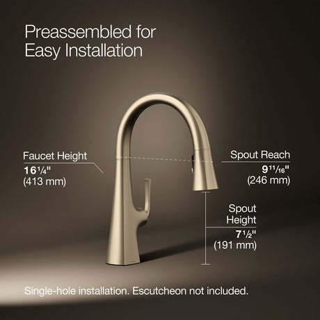 Graze® Pull-down kitchen sink faucet with three-function sprayhead