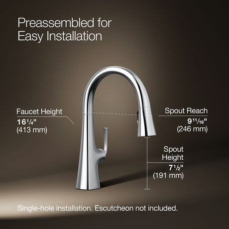 Graze® Pull-down kitchen sink faucet with three-function sprayhead