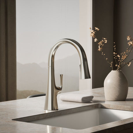 Graze® Pull-down kitchen sink faucet with three-function sprayhead