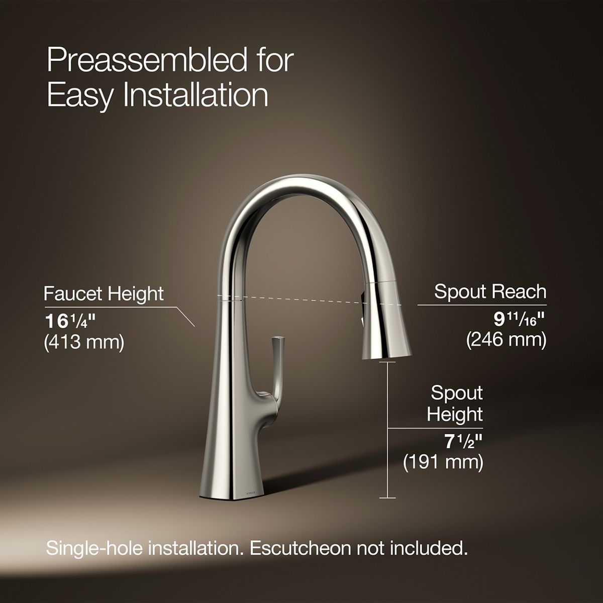 Graze® Pull-down kitchen sink faucet with three-function sprayhead