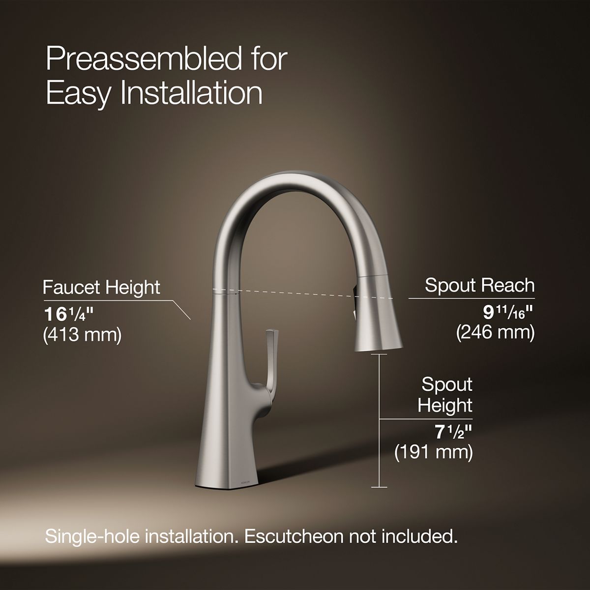 Graze® Pull-down kitchen sink faucet with three-function sprayhead