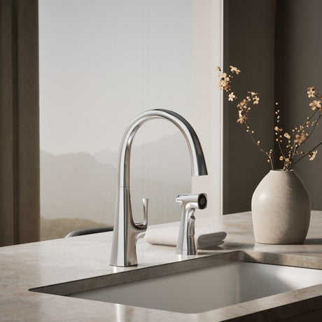 Graze® Single-handle kitchen sink faucet with two-function side sprayer