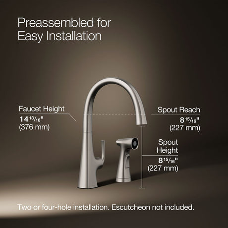 Graze® Single-handle kitchen sink faucet with two-function side sprayer
