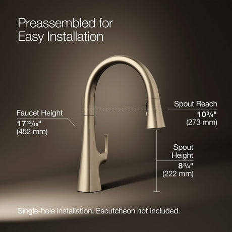 Graze® Touchless pull-down kitchen sink faucet with three-function sprayhead