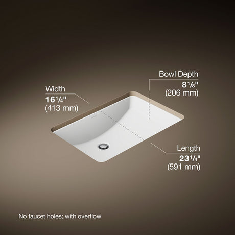 Ladena® 23-1/4" rectangular undermount bathroom sink