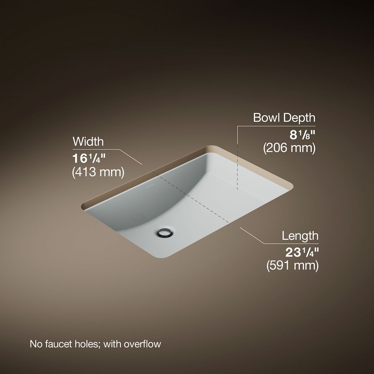 Ladena® 23-1/4" rectangular undermount bathroom sink
