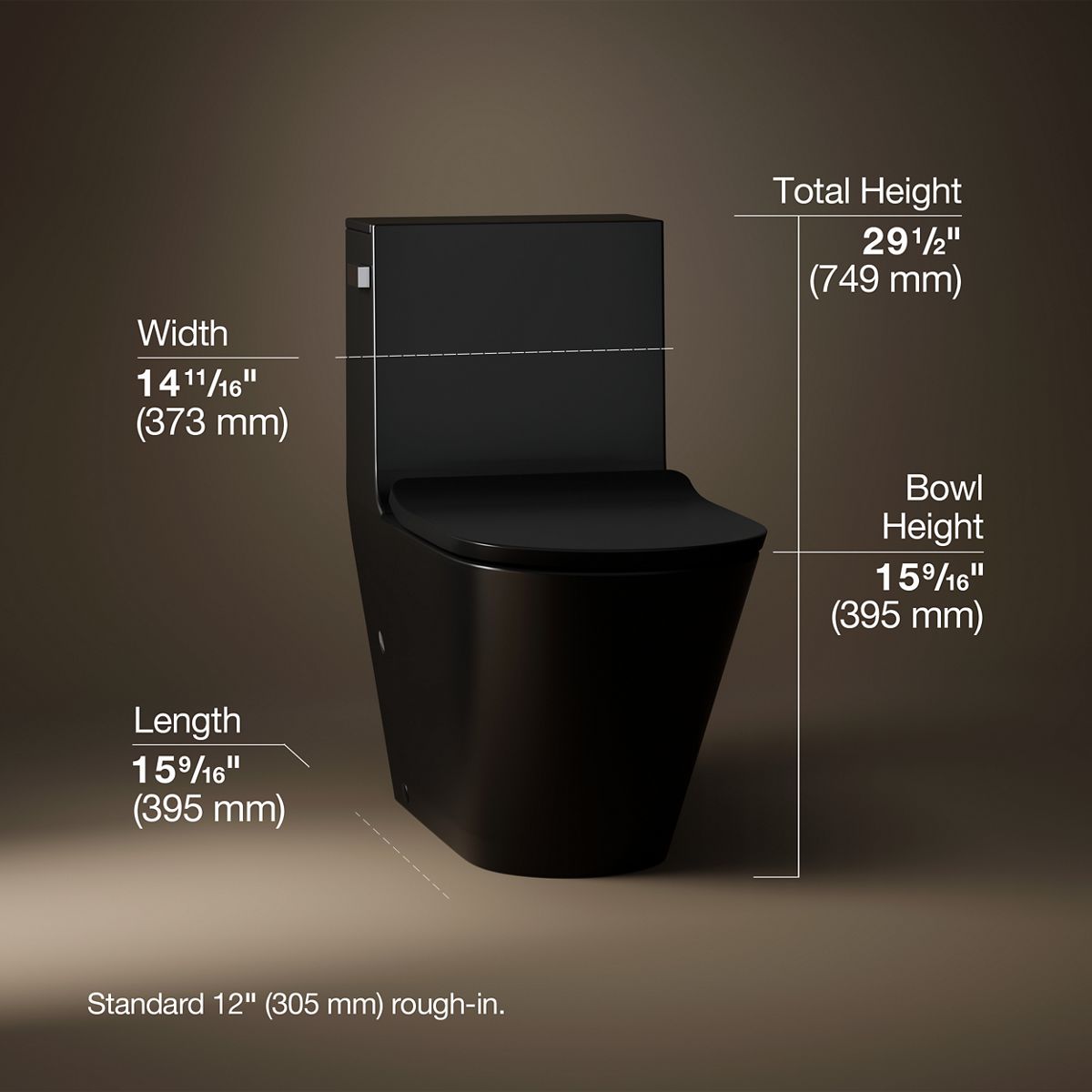 Brazn® One-piece compact elongated toilet with skirted trapway, dual-flush