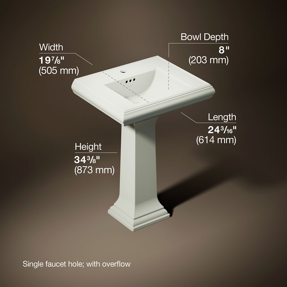 Memoirs® Classic 24-1/4" rectangular pedestal bathroom sink