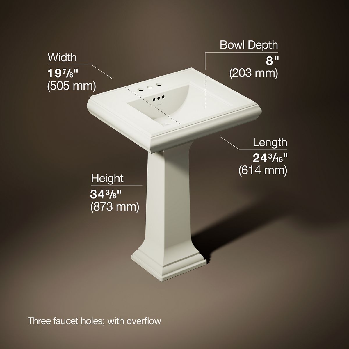 Memoirs® Classic 24-1/4" rectangular pedestal bathroom sink