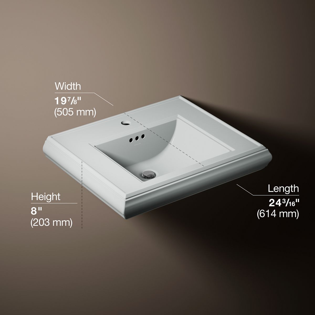 Memoirs® Pedestal/console table bathroom sink basin with single faucet-hole drilling