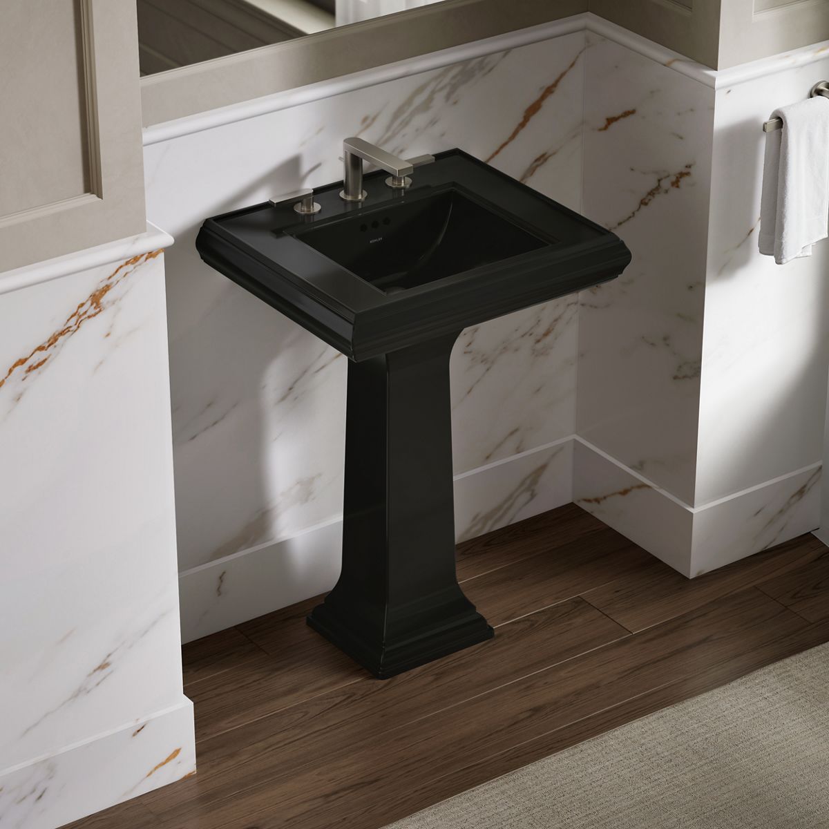 Memoirs® Pedestal/console table bathroom sink basin with 8" widespread faucet holes