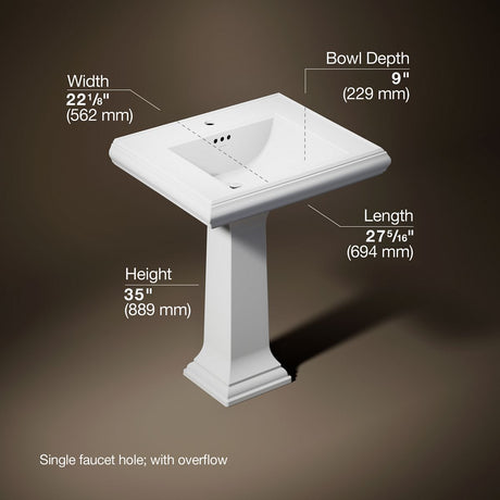 Memoirs® Classic 27-1/4" rectangular pedestal bathroom sink