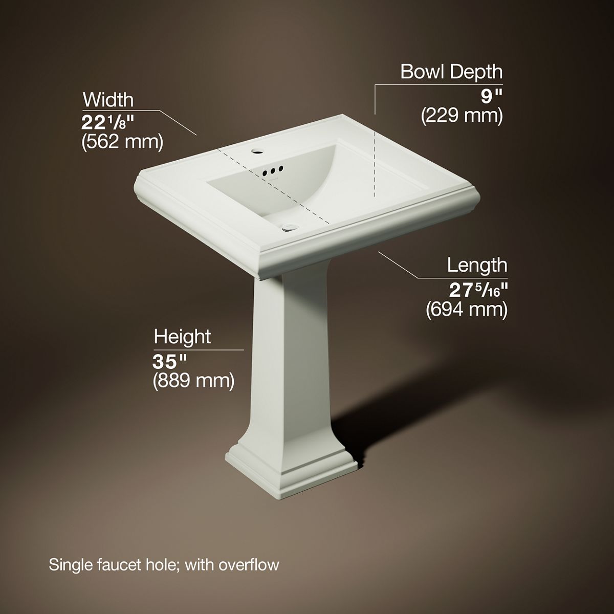 Memoirs® Classic 27-1/4" rectangular pedestal bathroom sink