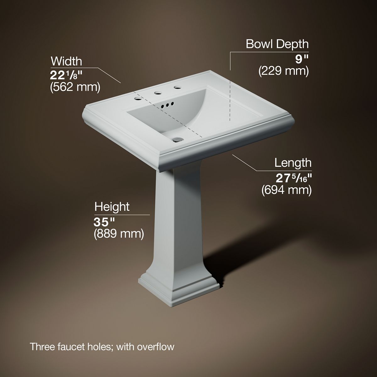 Memoirs® Classic 27-1/4" rectangular pedestal bathroom sink