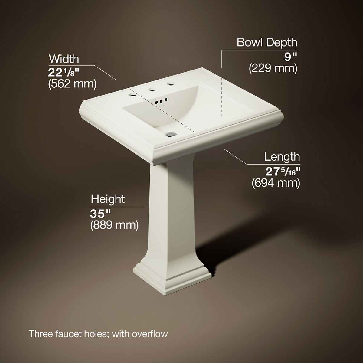 Memoirs® Classic 27-1/4" rectangular pedestal bathroom sink