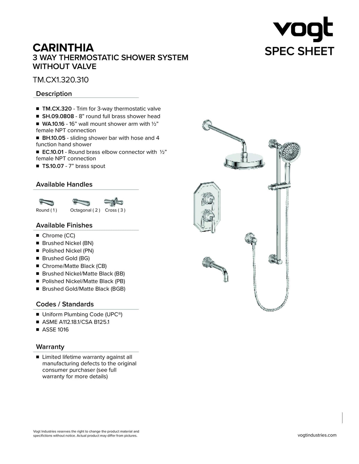 CARINTHIA TRIM FOR 3-WAY TH SHOWER KIT