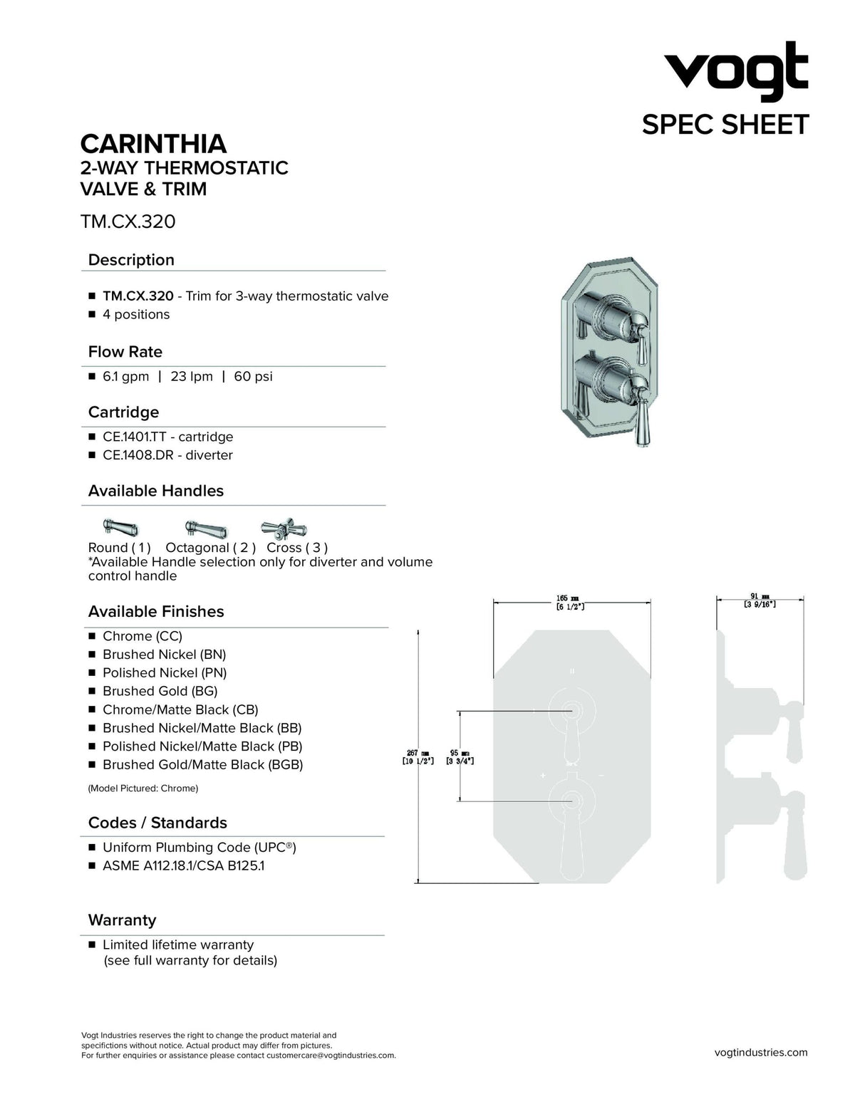 CARINTHIA TRIM FOR 3-WAY TH SHOWER KIT