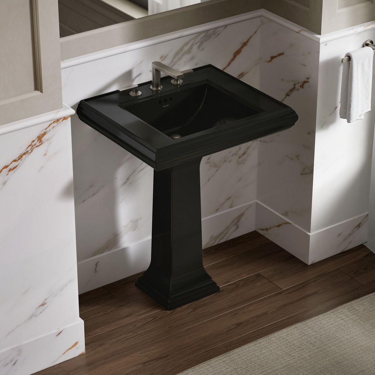 Memoirs® Pedestal/console table bathroom sink basin with 8" widespread faucet holes
