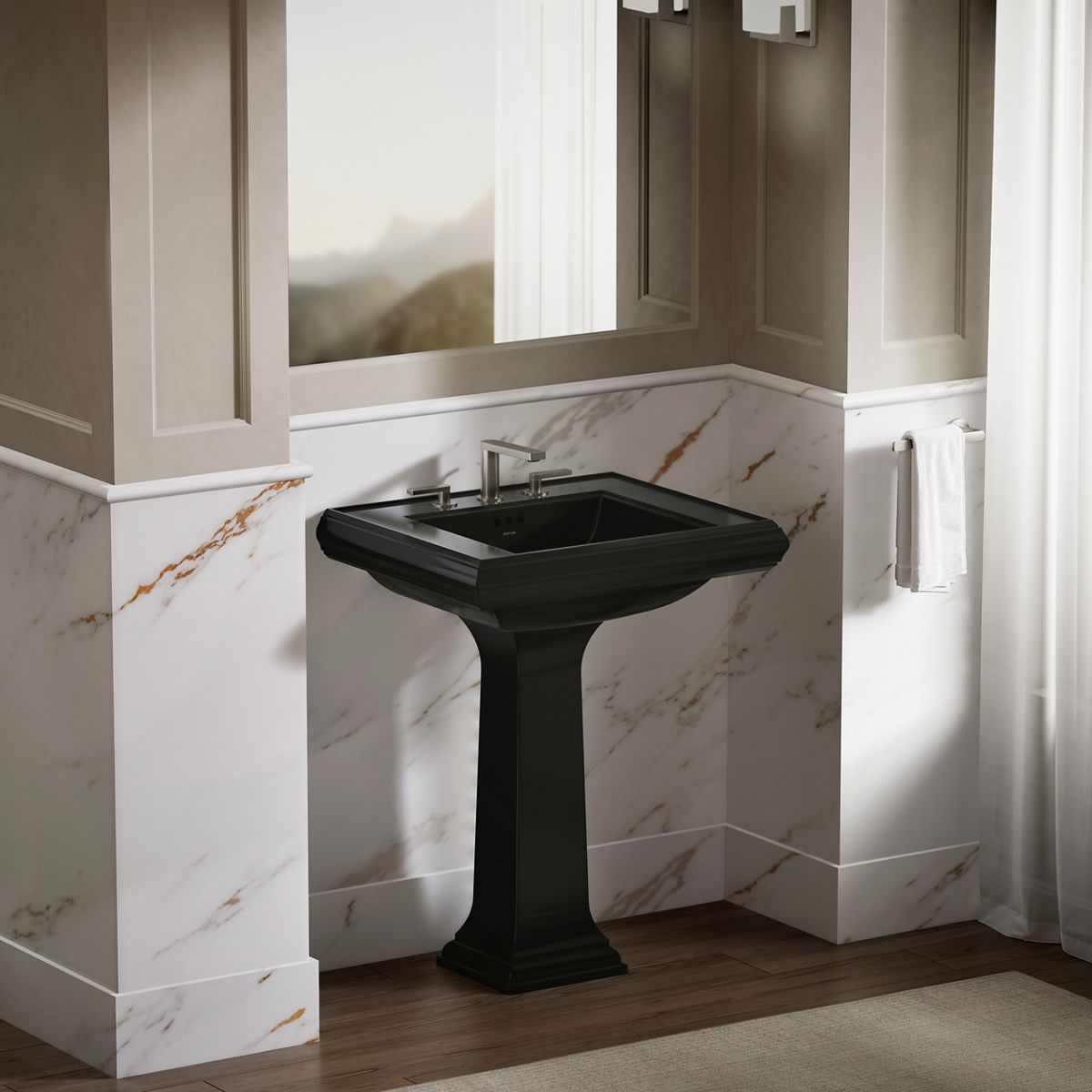Memoirs® Pedestal/console table bathroom sink basin with 8" widespread faucet holes