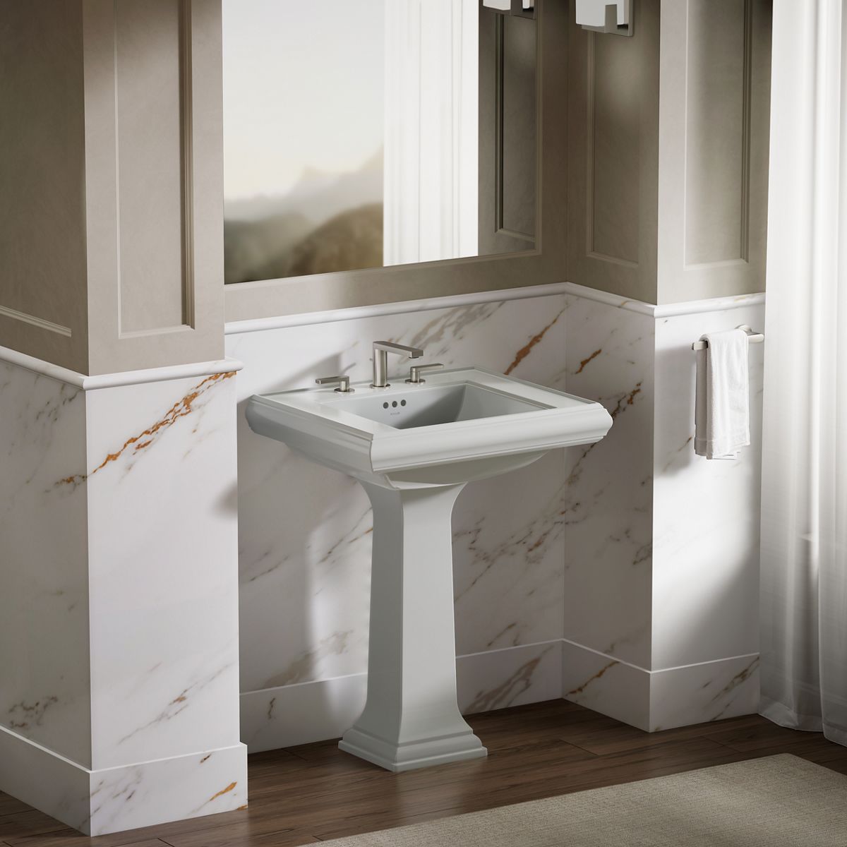 Memoirs® Pedestal/console table bathroom sink basin with 8" widespread faucet holes