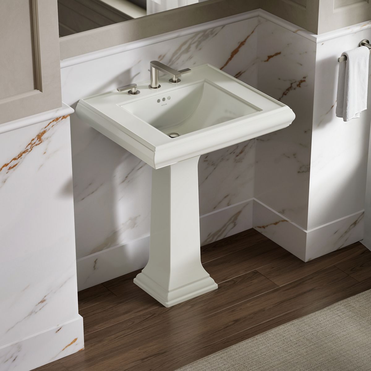 Memoirs® Pedestal/console table bathroom sink basin with 8" widespread faucet holes