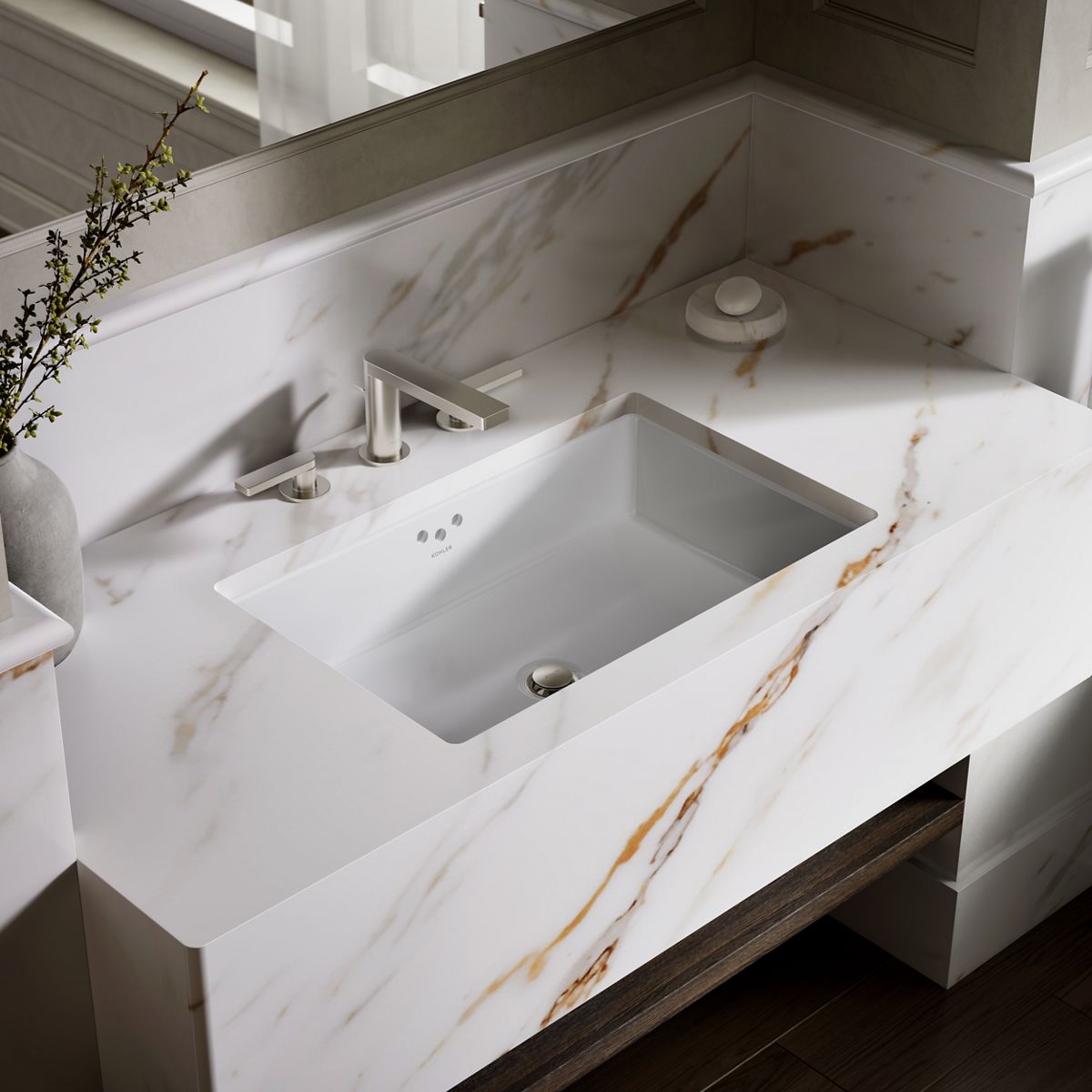 Kathryn® 24" rectangular undermount bathroom sink with glazed underside