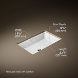 Kathryn® 24" rectangular undermount bathroom sink with glazed underside