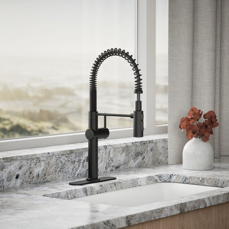 Crue® Semi-professional kitchen sink faucet with three-function sprayhead
