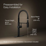 Crue® Semi-professional kitchen sink faucet with three-function sprayhead