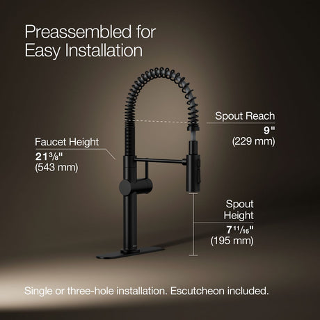 Crue® Semi-professional kitchen sink faucet with three-function sprayhead