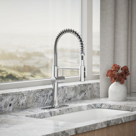 Crue® Semi-professional kitchen sink faucet with three-function sprayhead