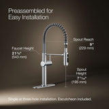 Crue® Semi-professional kitchen sink faucet with three-function sprayhead