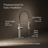 Crue® Semi-professional kitchen sink faucet with three-function sprayhead