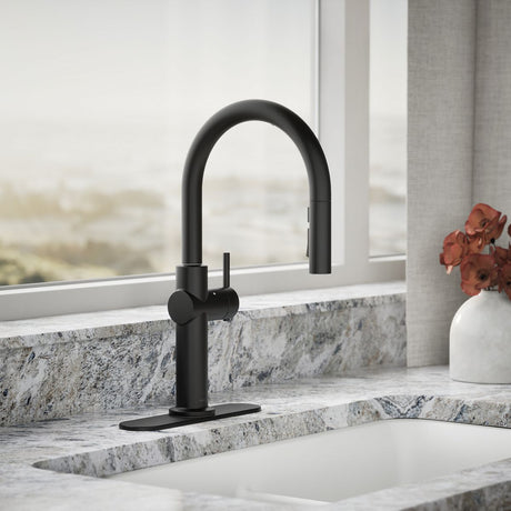 Crue® Touchless pull-down kitchen sink faucet with three-function sprayhead