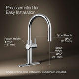 Crue® Touchless pull-down kitchen sink faucet with three-function sprayhead