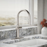 Crue® Touchless pull-down kitchen sink faucet with three-function sprayhead
