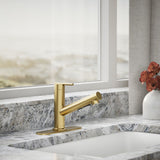 Crue® Pull-out kitchen sink faucet with three-function sprayhead