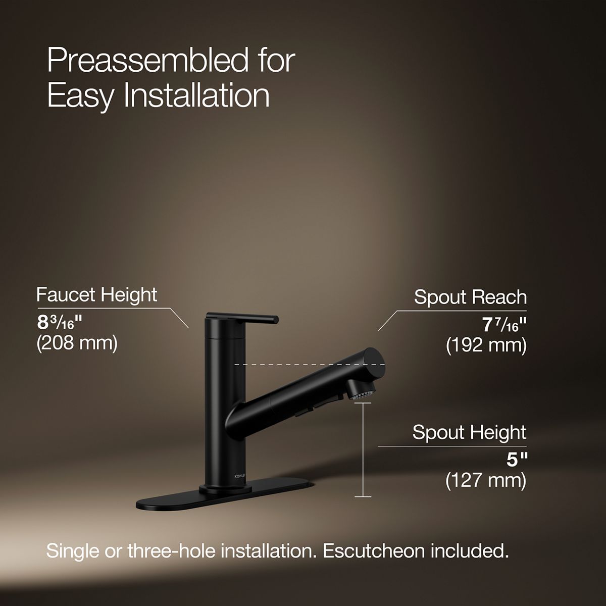 Crue® Pull-out kitchen sink faucet with three-function sprayhead