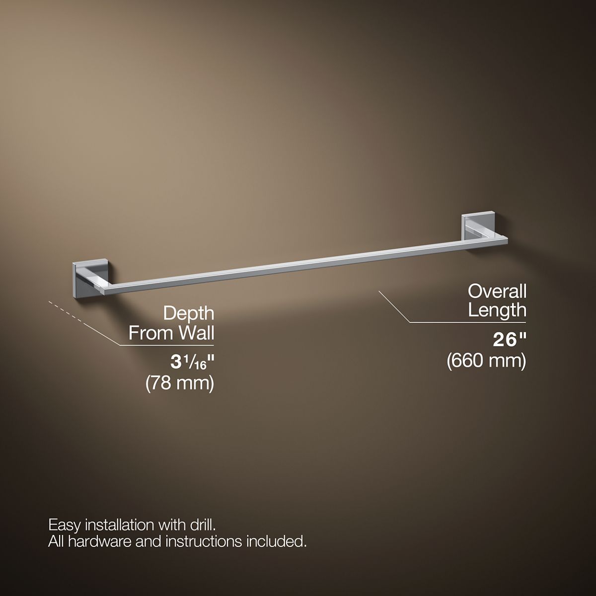 Square 24" towel bar