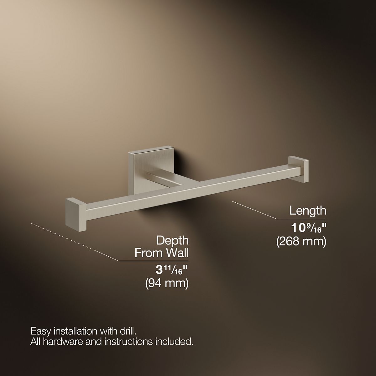 Square Double toilet paper holder