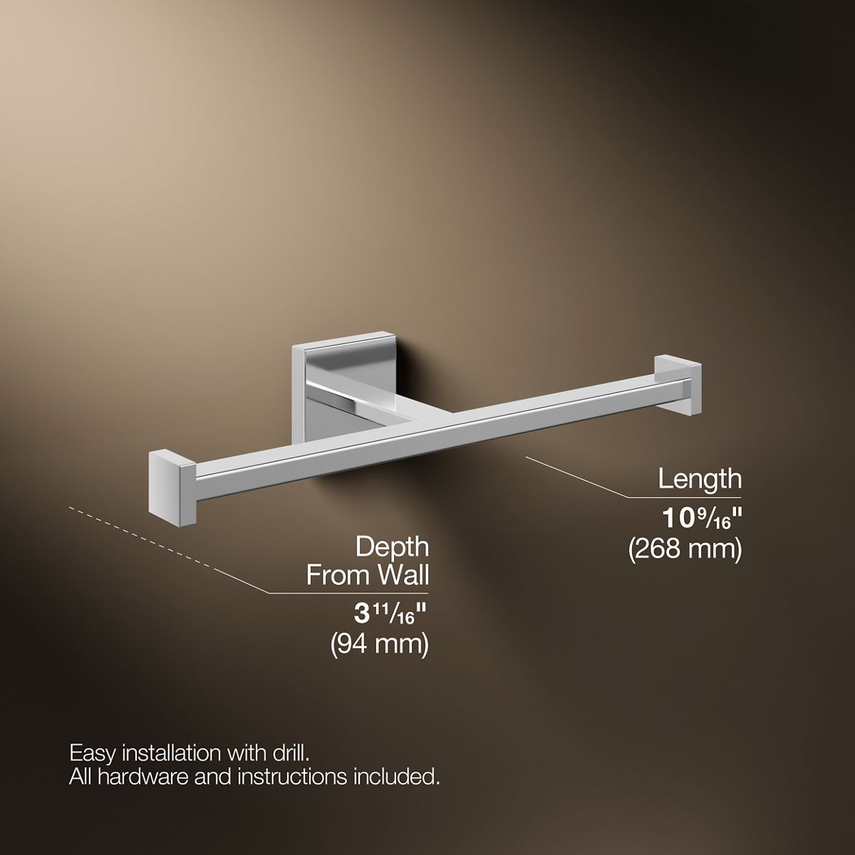 Square Double toilet paper holder
