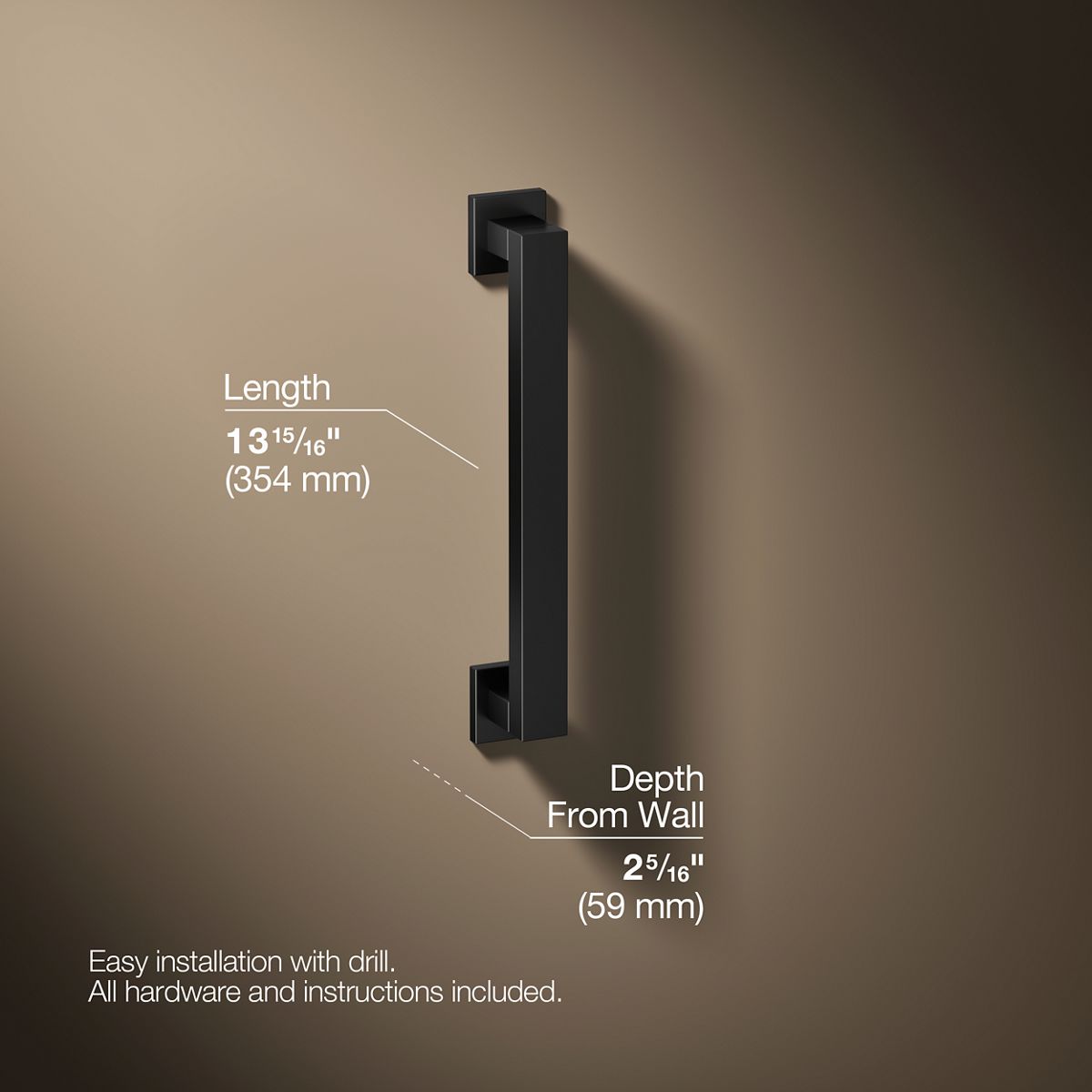 Square 12" grab bar