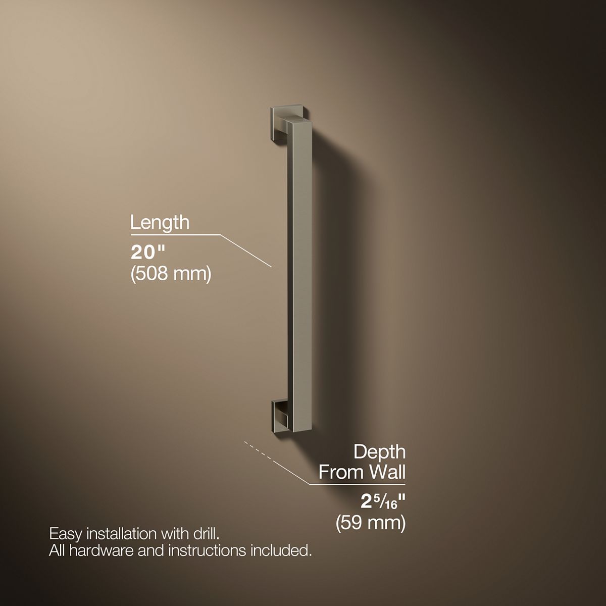 Square 18" grab bar