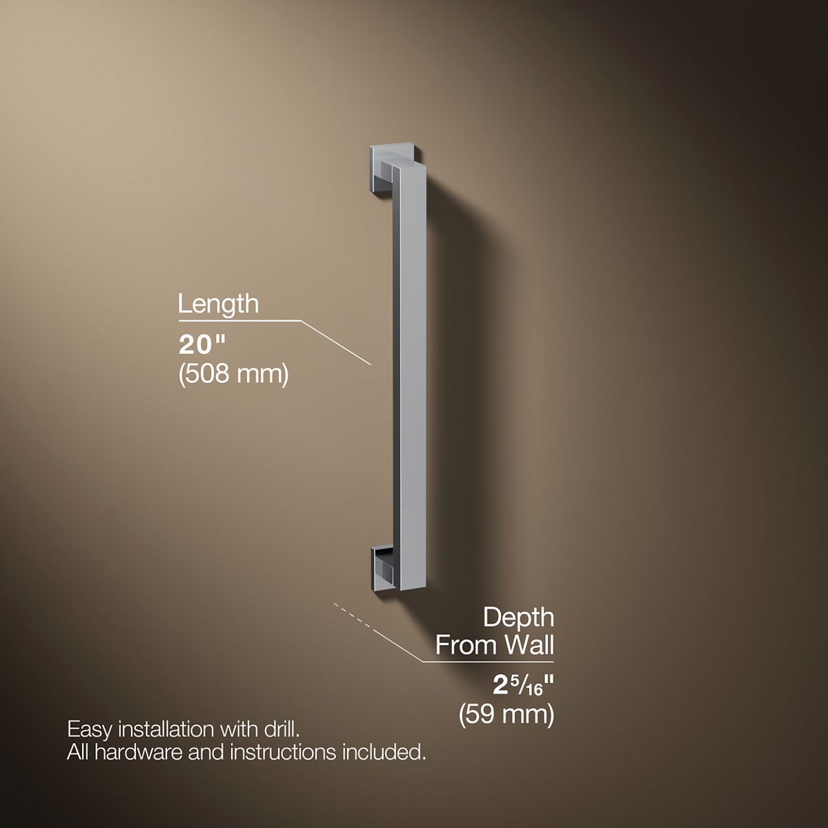 Square 18" grab bar
