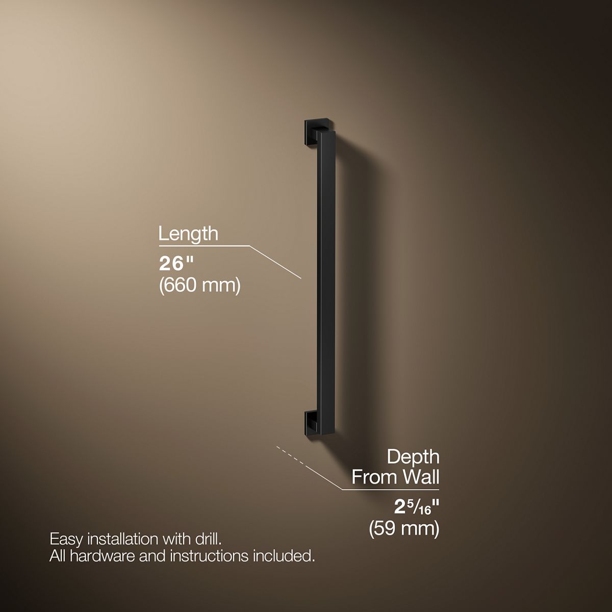 Square 24" grab bar