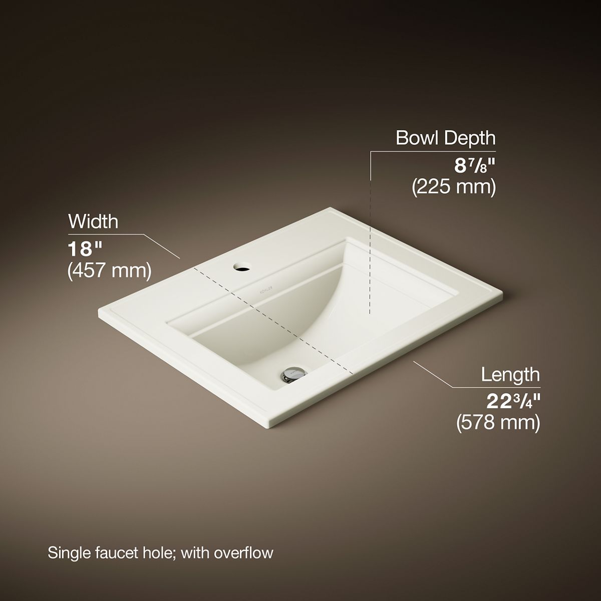 Memoirs® Stately 22-3/4" rectangular drop-in bathroom sink