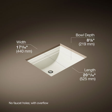 Memoirs® 20" rectangular undermount bathroom sink