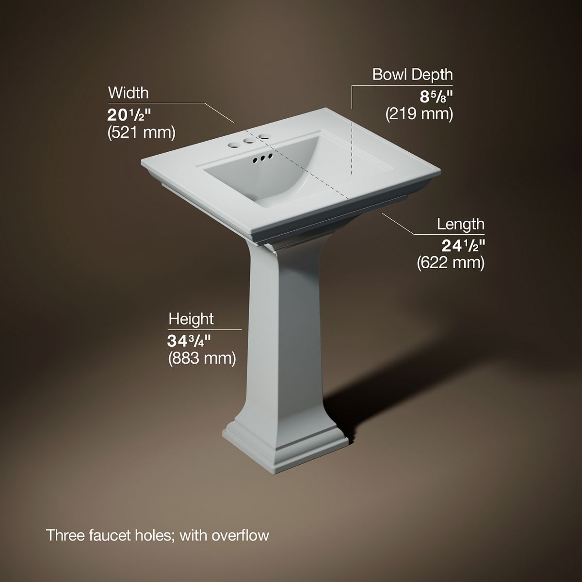 Memoirs® Stately 25" rectangular pedestal bathroom sink