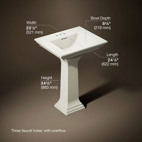 Memoirs® Stately 25" rectangular pedestal bathroom sink