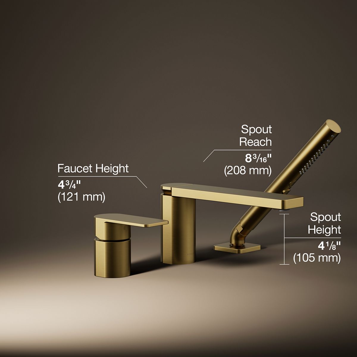Parallel® Deck-mount bath faucet with handshower